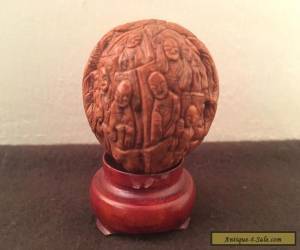 Item Antique Hediao Chinese WALNUT SHELL Carving - Buddhist Monks Lohan Figures for Sale