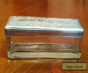 Item Antique Victorian Sterling Silver Glass Vanity Toiletries Box Jar Engraved  for Sale