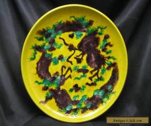Item  Chinese Ming Dynasty Imperial Yellow Dragon Plate with Unusual Mark for Sale