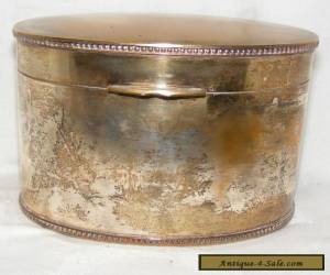 Item VINTAGE ANTIQUE SILVER PLATED TEA CADDY LIDDED BOX OVAL SHAPE for Sale