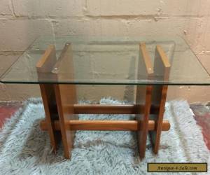 Item Vintage Mid Century Modern Side Table Danish Teak Wood Glass for Sale
