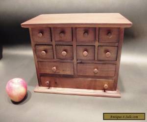 Item Primitive Antique Style Mahogany Wood Apothecary Spice Chest Cabinet 11 drawers for Sale