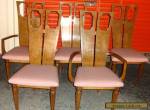 Set of 5 Vintage Mid Century Modern Sculptural Walnut Dining Chairs Danish Style for Sale