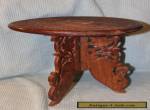Vintage Asian Hand Carved Side Folding Wood Table (2) Pieces for Sale