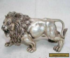 Item Chinese Tibet silver white exquisite bronze lion statue for Sale