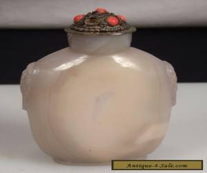 Item Antique Chinese Carved Agate Hardstone Snuff Bottle - Lion Heads  44155 for Sale
