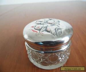 Item Antique Cut Glass Jar with Beautifully Embossed Sterling Silver Lid. for Sale