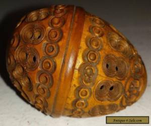 Item Antique 19th Century Small Carved Egg-shaped Handheld Wooden Cricket Cage for Sale
