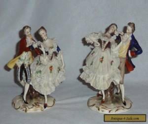 Item Pair Antique Furstenburg/Dresden/Lace Porcelain Couple Figures for Sale