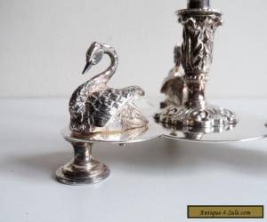 Item Antique SILVER Plated & Glass ~ EPERGNE ~ Swan Stand & Vase  for Sale