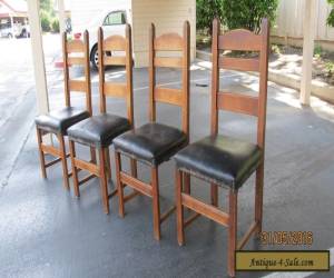 Item Antique Stickley Mission Style Set of 4 Ladder Back Oak Dining Chairs Craftsman for Sale