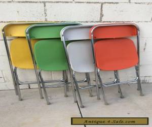Item Mid Century Modern Multi Colorful Vintage Samsonite Plastic Folding Chairs Set for Sale