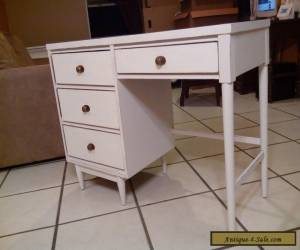 Item Vintage Mid Century Desk 1950 "4 Drawers" Rustic White Wood Shabby Chic for Sale