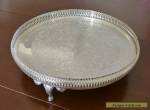 MINT! VINTAGE SILVER PLATE FOOTED GALLERY SERVING TRAY! for Sale