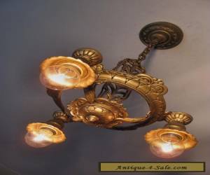 Item Professionally Restored Antique Three Light Fixture with Gorgeous Details for Sale