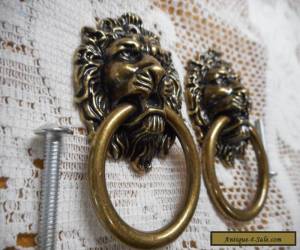 Item Brass Lion Head Door Pulls Dark Creepy Face Knob Set of 2 for Sale