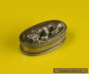 Item Rare Sri Lankan Solid Silver Pill Box / Tobacco Case with High Relief Lion Top for Sale