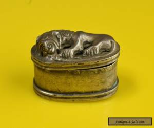 Item Rare Sri Lankan Solid Silver Pill Box / Tobacco Case with High Relief Lion Top for Sale