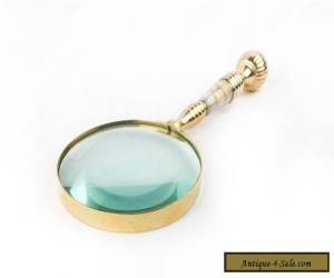 Item old mother pearl handle large vintage art antique brass magnifying glass MG 02 for Sale