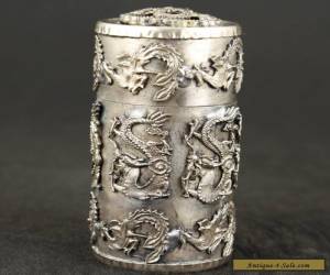 Item Collection Tibet Silver dragon PHOENIX TOBACCO SNUFF BOX  for Sale