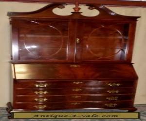 Item JASPER FLAME MAHOGANY SECRETARY Desk Lighted Cabinet #809 Claw Feet VINTAGE  for Sale