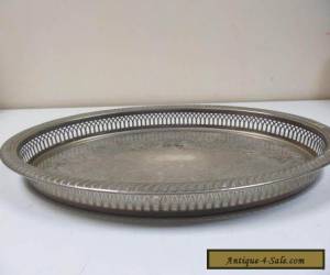 Item Old Silver Plated Large Serving Tray by M & R for Sale