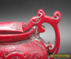 Item Chinese collection handwork dragon resin red coral tripodia cup for Sale