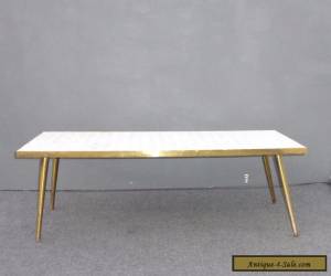 Item Vintage Mid Century Modern White Tile Mosaic Style Top Brass Legs COFFEE TABLE   for Sale