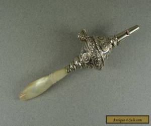 Item BEAUTIFUL 19th CENTURY ANTIQUE FRENCH STERLING SILVER BABIES RATTLE & WHISTLE for Sale