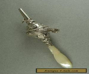 Item BEAUTIFUL 19th CENTURY ANTIQUE FRENCH STERLING SILVER BABIES RATTLE & WHISTLE for Sale