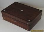 ROSEWOOD VENEERED INLAID WOODEN BOX VINTAGE WITH KEY RESTORATION PROJECT for Sale