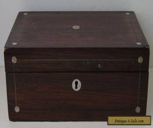 Item ROSEWOOD VENEERED INLAID WOODEN BOX VINTAGE WITH KEY RESTORATION PROJECT for Sale