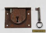 Antique 19th Century Steel Chest Lock with Keeper and Key for Sale