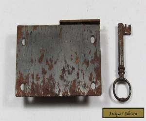 Item Antique 19th Century Steel Chest Lock with Keeper and Key for Sale