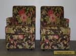 Pair Vintage Mid Century Modern Club Lounge Chairs Floral Upholstery 111005 for Sale