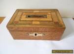 Parquetry Wooden Oak Money Box, Victorian c.1900.Brass escutcheon & fitting key for Sale