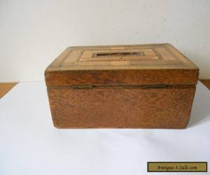 Item Parquetry Wooden Oak Money Box, Victorian c.1900.Brass escutcheon & fitting key for Sale