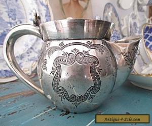 Item 1880's Antique Silver Plate Shaving Mug Magnificent Engraving Atkin Brothers for Sale