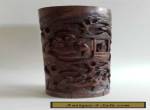 A Large Antique Vintage Chinese Carved Brush Pot with Figures for Sale