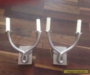 Item Pair Of Vintage French Polish Silver Wall Lights for Sale