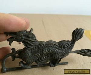 Item collectibles old china usable copper carved dragon shape lock and key hardware for Sale