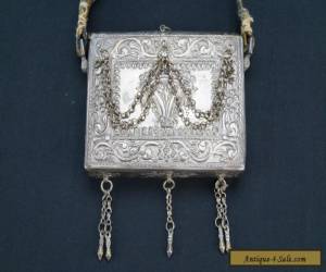 Item RARE Antique Turkish Ottoman Silver Koran Case W/ Strap Quran Box Islamic Turkey for Sale