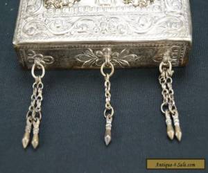 Item RARE Antique Turkish Ottoman Silver Koran Case W/ Strap Quran Box Islamic Turkey for Sale