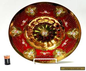 Item Large Ruby Red Gold & Enamel Centerpiece Bowl, Bohemian Czech, Stunning for Sale