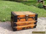 ANTIQUE REFINISHED STEAMER CHEST VINTAGE FLAT TOP COFFEE TABLE TRUNK W/ TRAY for Sale