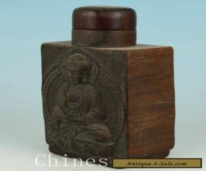Item Chinese Tibetan Old Wooden Hand Carved Seated Buddha Statue Snuff Bottle Pot  for Sale