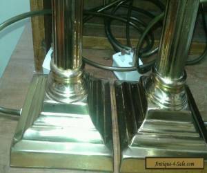 Item Lovely vintage pair of brass column lamps  for Sale