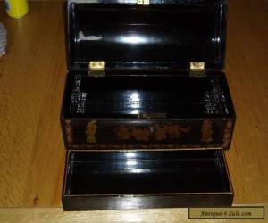 Item 19TH CENTURY LARGE RARE CHINESE BLACK GUILDED LAQUERED DOMED BOX.  for Sale