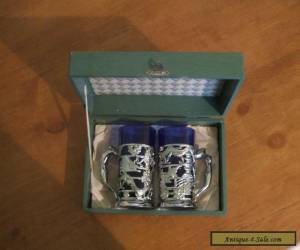 Item Pair of SILVER PLATE & GLASS GOBLETS/MUGS in Wooden Box. for Sale