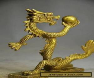 Item Chinese exquisite handmade brass Crystal Ball Gold dragon statue  for Sale